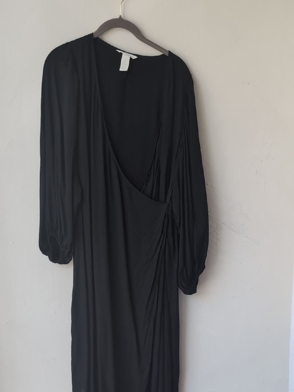 H&M Black Wrap-Style Long Sleeve V-Neck Dress
